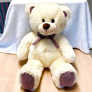 Dan Dee 20” Ivory Teddy Bear with Cloth Design Bow Tie, Ears, Feet